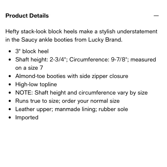 NIB Lucky Brand Sauci Almond Toe Block Heel Leather Ankle Booties Black 8.5M - Picture 11 of 12